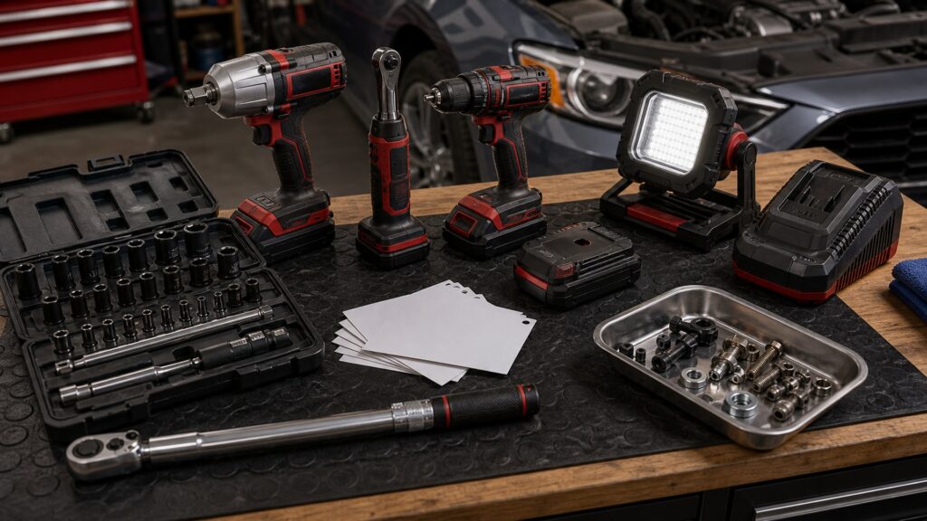 automotive power tools shopping setup for repair planning with practical vehicle-focused details