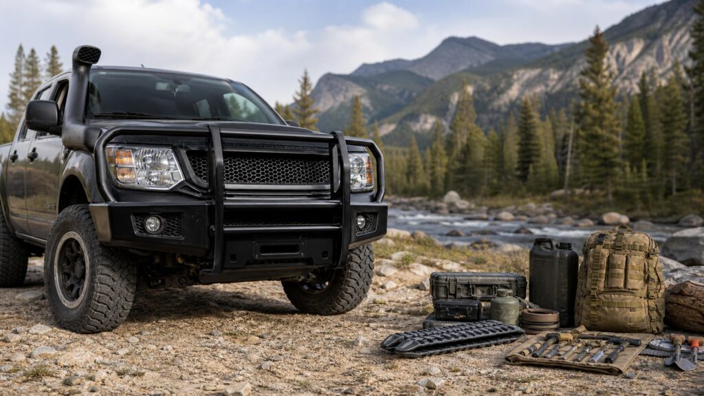 brush guards shopping setup for self-reliant travel prep with practical vehicle-focused details