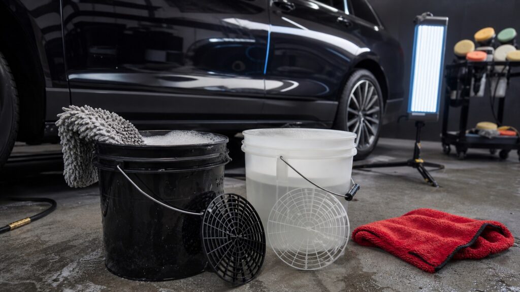 bucket wash systems shopping setup for exterior correction projects with practical vehicle-focused details