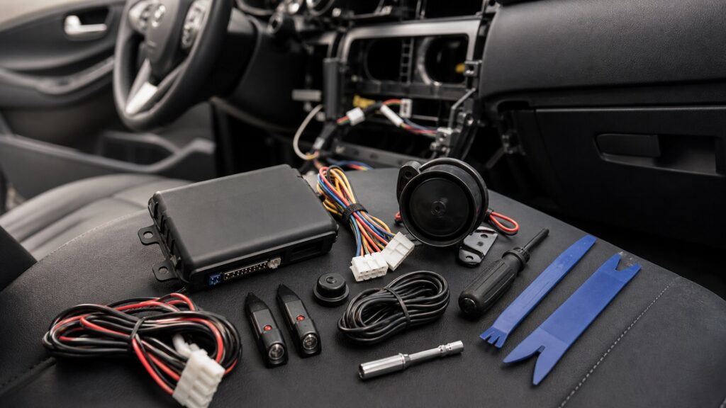 car alarm systems shopping setup for in-dash upgrade planning with practical vehicle-focused details