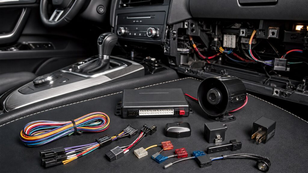 car alarm systems shopping setup for installation and wiring requirements with practical vehicle-focused details