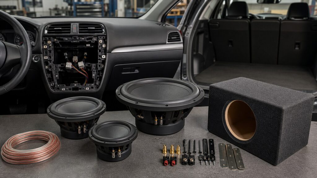 car subwoofers shopping setup for in-dash upgrade planning with practical vehicle-focused details