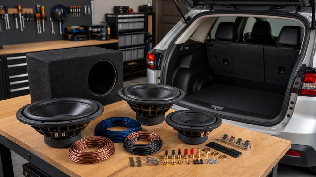 car subwoofers shopping setup for installation and wiring requirements with practical vehicle-focused details