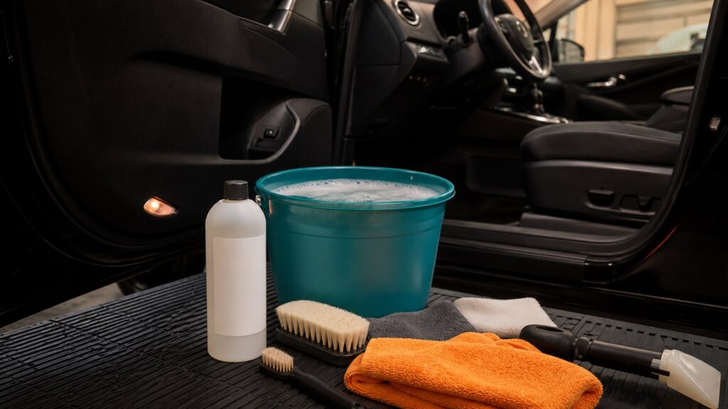 car wash soaps shopping setup for interior restoration projects with practical vehicle-focused details
