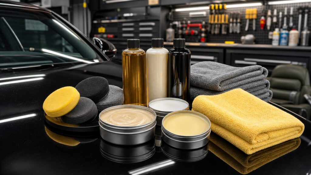 car waxes shopping setup for interior restoration projects with practical vehicle-focused details