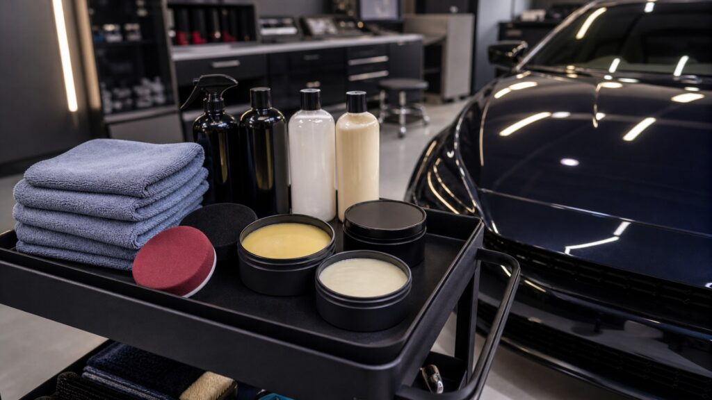 car waxes shopping setup for professional detailer workflows with practical vehicle-focused details