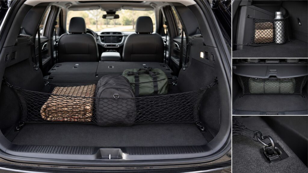 cargo storage nets shopping setup for seat, dash, and console layouts with practical vehicle-focused details