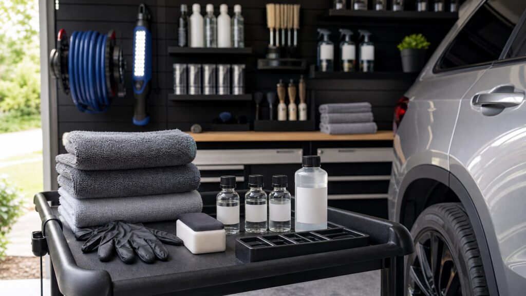 ceramic coating kits shopping setup for garage detailing setups with practical vehicle-focused details