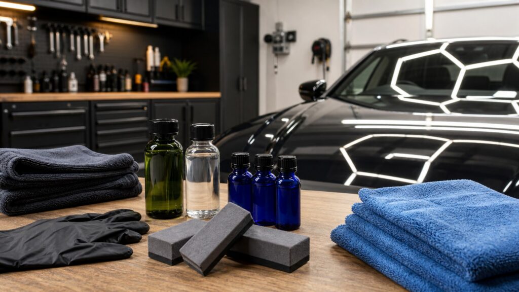 ceramic coatings shopping setup for garage detailing setups with practical vehicle-focused details