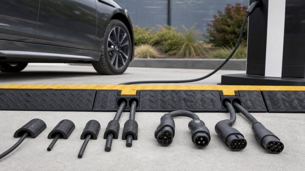 charging cable protectors shopping setup for adapter and connector compatibility with practical vehicle-focused details