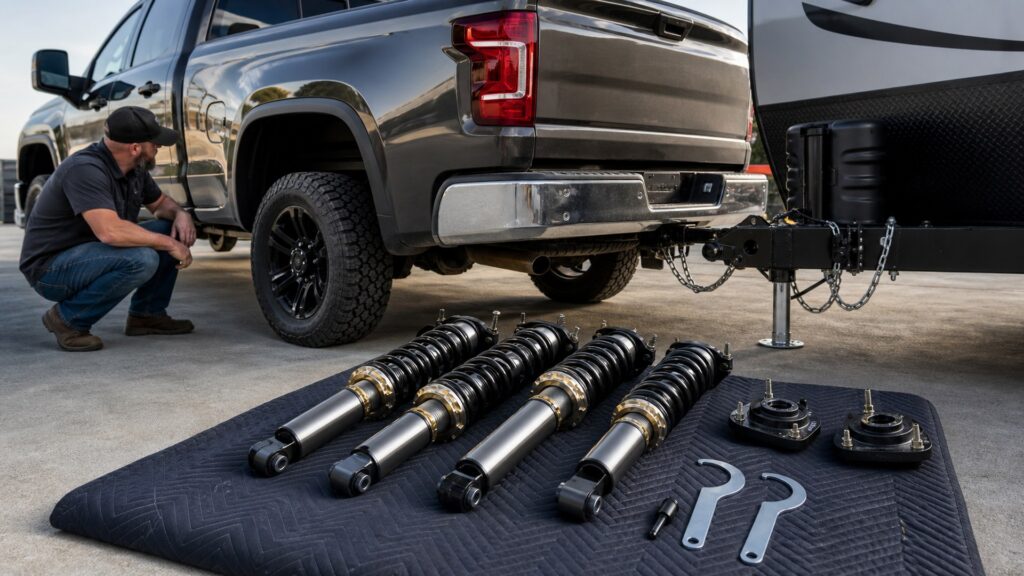 coilover suspension kits shopping setup for towing and load performance with practical vehicle-focused details