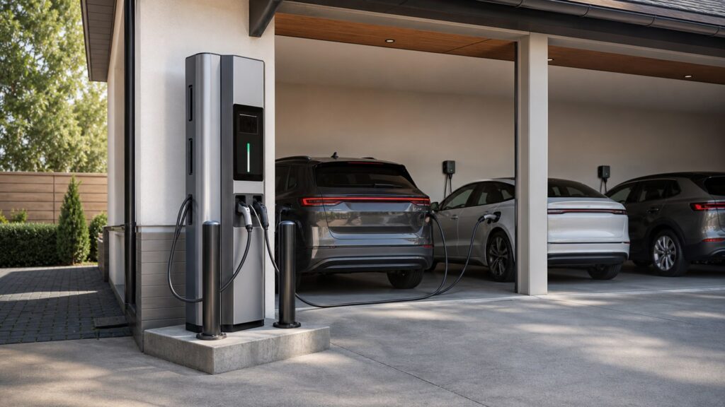 commercial ev charging stations shopping setup for multi-ev households with practical vehicle-focused details