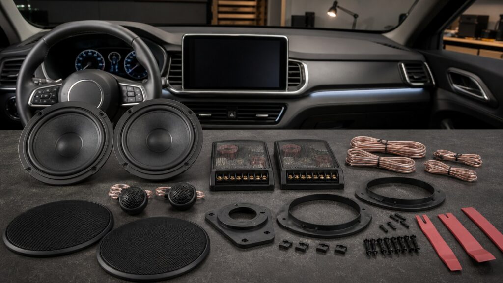 component speaker systems shopping setup for screen, sensor, and app integration with practical vehicle-focused details