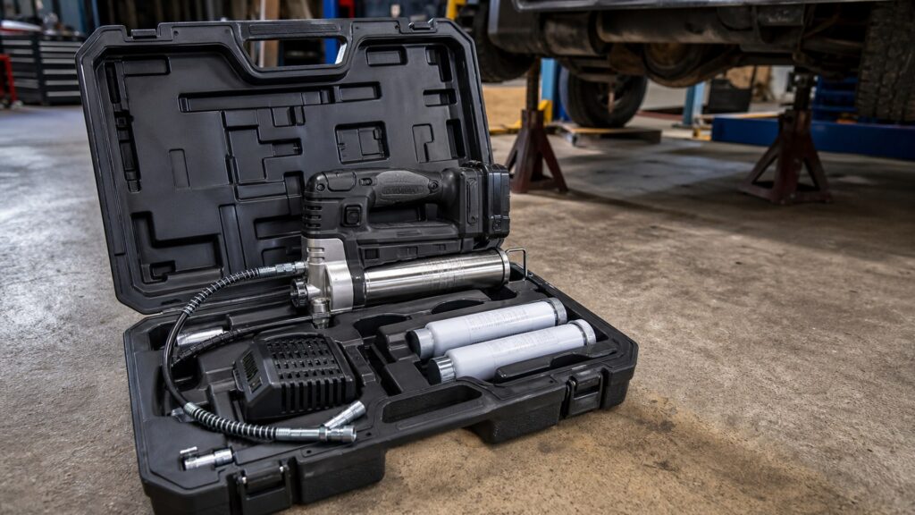 cordless grease guns shopping setup for mobile mechanic kits with practical vehicle-focused details