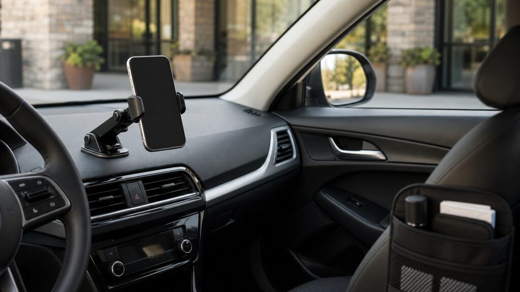 dashboard phone mounts shopping setup for ride-share and commuter cars with practical vehicle-focused details