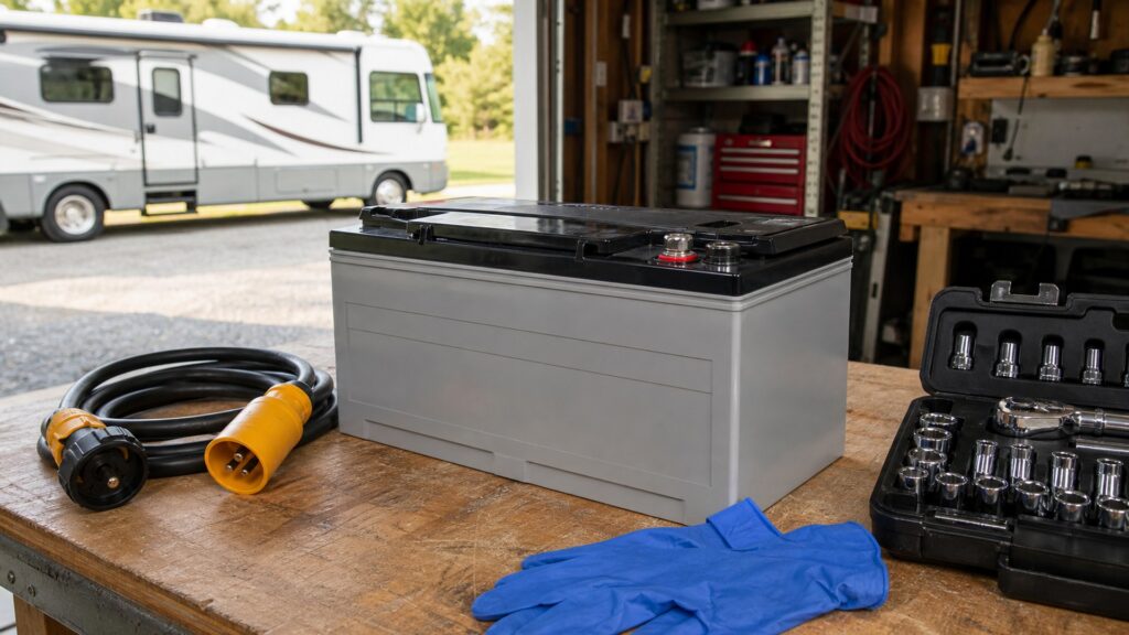 deep cycle batteries shopping setup for home garage repair projects with practical vehicle-focused details