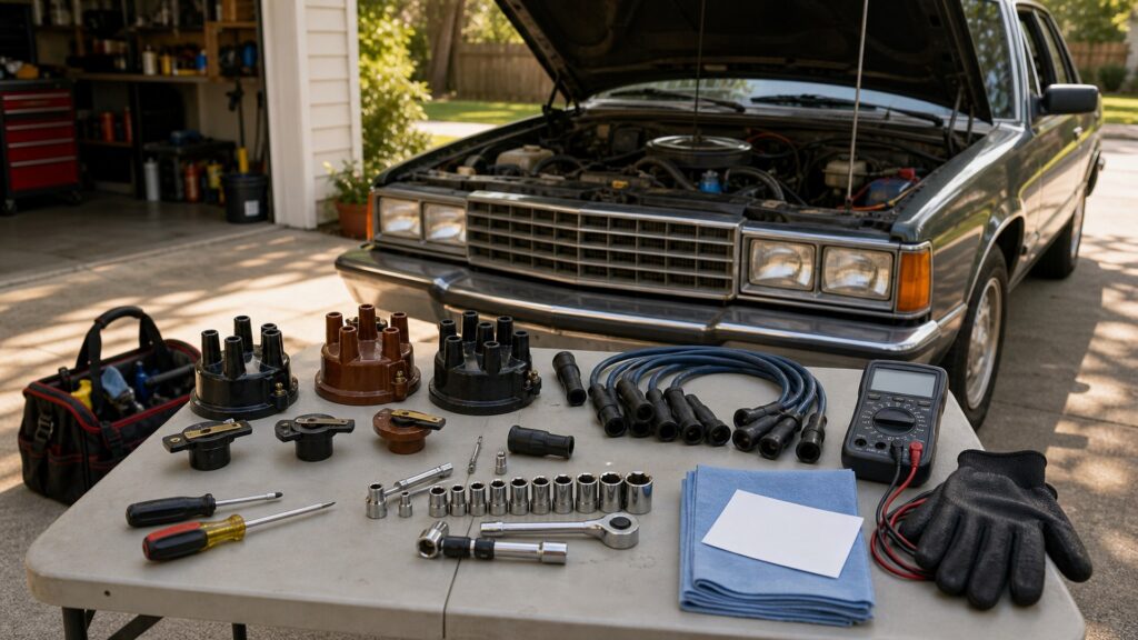 distributor caps shopping setup for home garage repair projects with practical vehicle-focused details