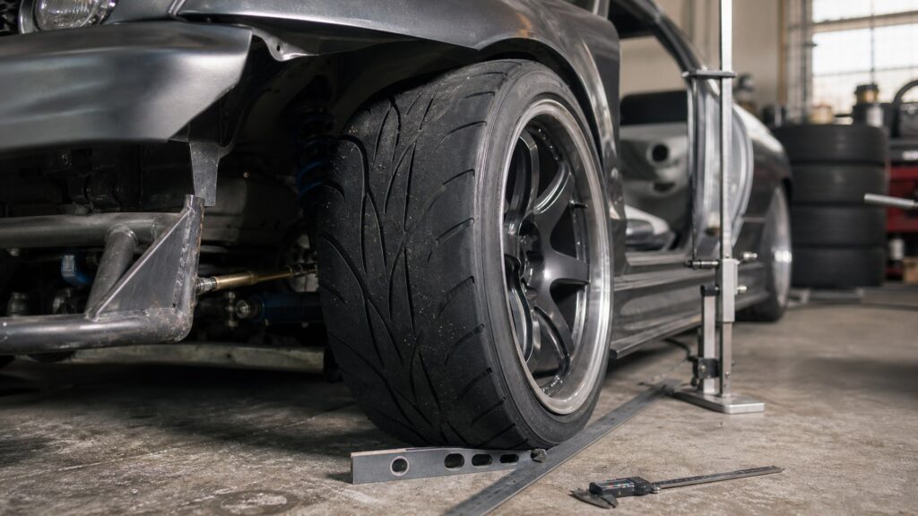 drift tires shopping setup for wheel size and clearance checks with practical vehicle-focused details
