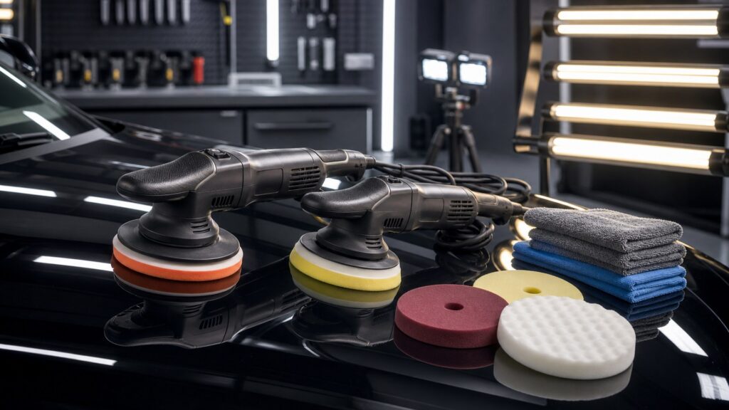 dual action polishers shopping setup for exterior correction projects with practical vehicle-focused details