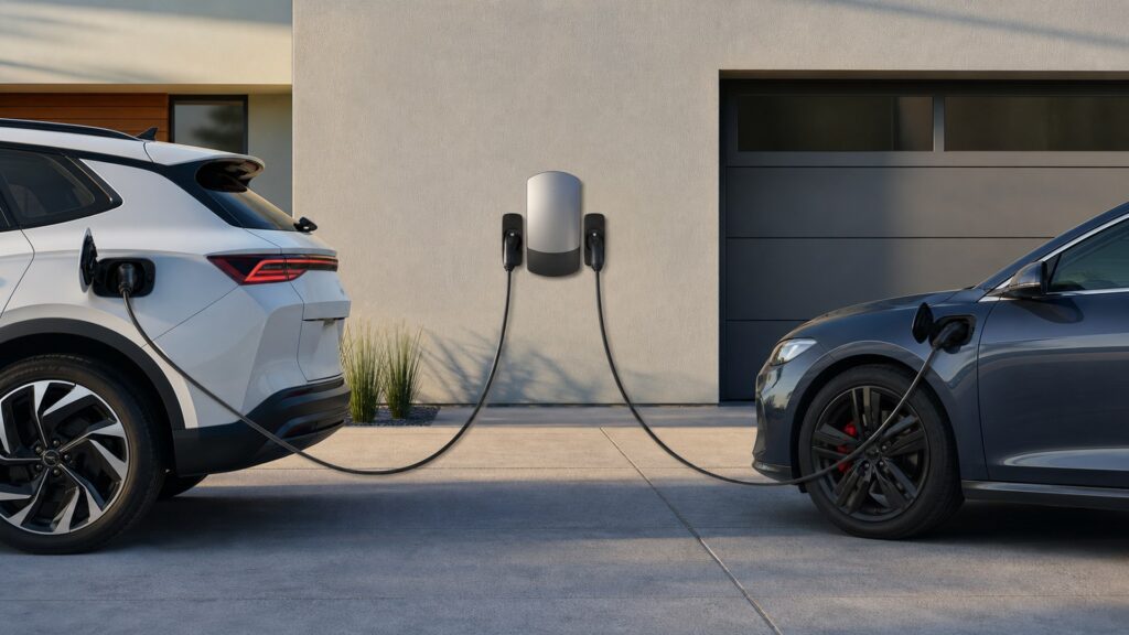 dual port ev chargers shopping setup for multi-ev households with practical vehicle-focused details