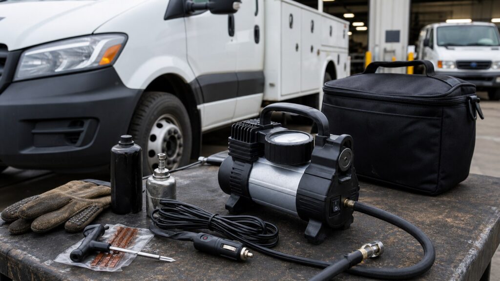 emergency tire inflators shopping setup for commercial vehicle readiness with practical vehicle-focused details