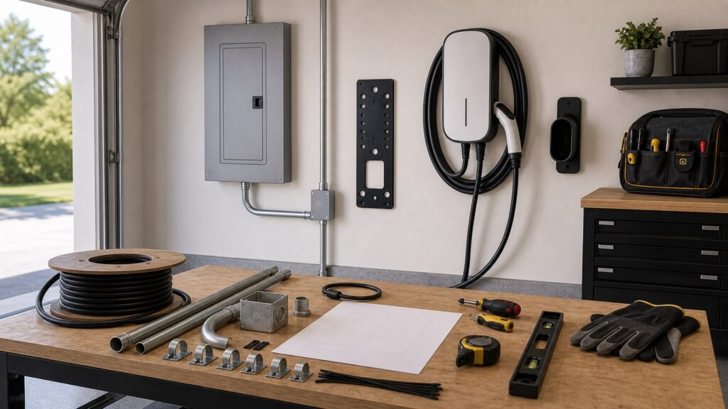 ev charging stations shopping setup for garage electrical planning with practical vehicle-focused details