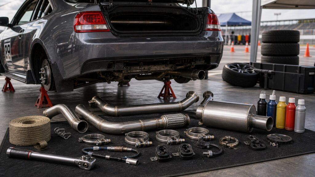 exhaust systems shopping setup for track and autocross builds with practical vehicle-focused details