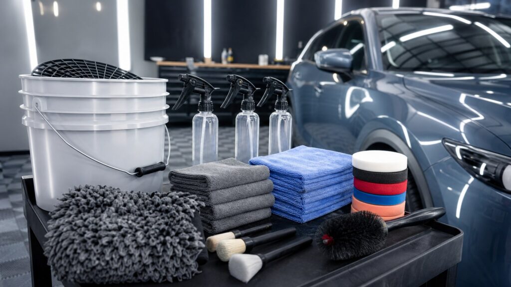 exterior detailing kits shopping setup for professional detailer workflows with practical vehicle-focused details