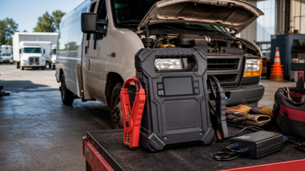 heavy duty jump starters shopping setup for commercial vehicle readiness with practical vehicle-focused details