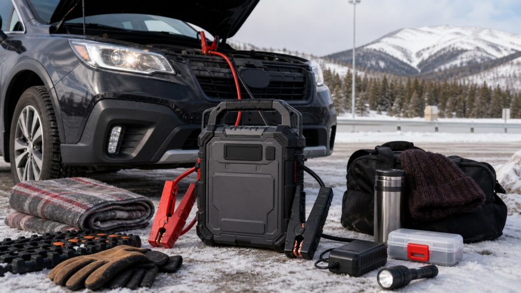 heavy duty jump starters shopping setup for winter travel kits with practical vehicle-focused details