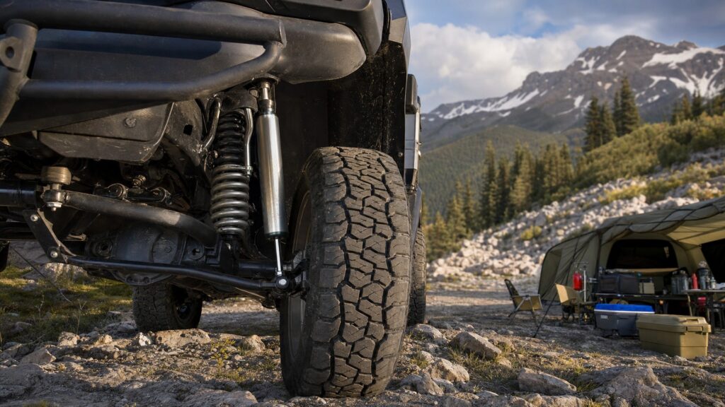heavy duty shock absorbers shopping setup for remote camping gear lists with practical vehicle-focused details