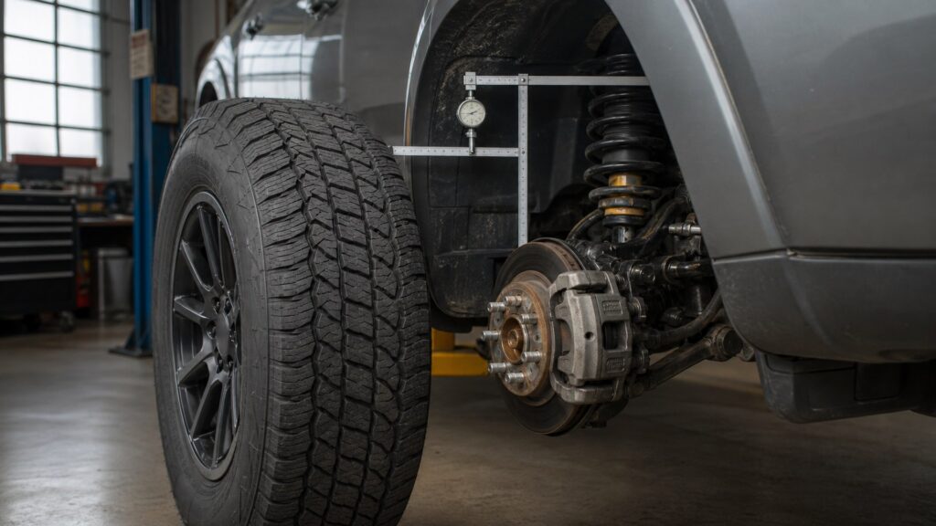 highway terrain tires shopping setup for wheel size and clearance checks with practical vehicle-focused details