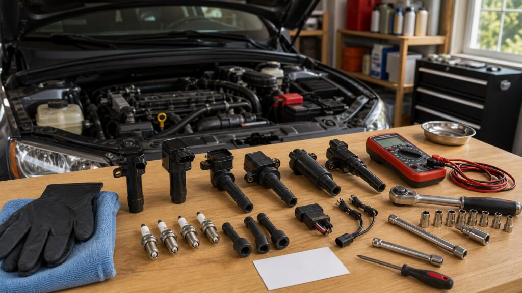 ignition coils shopping setup for home garage repair projects with practical vehicle-focused details