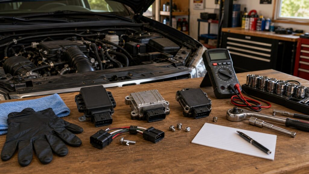 ignition modules shopping setup for home garage repair projects with practical vehicle-focused details