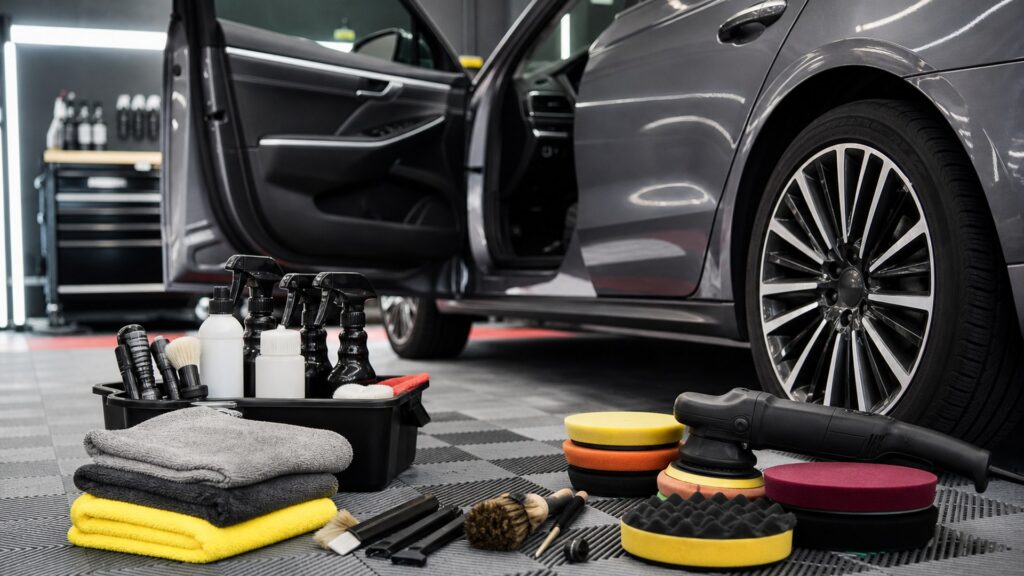 interior detailing kits shopping setup for exterior correction projects with practical vehicle-focused details