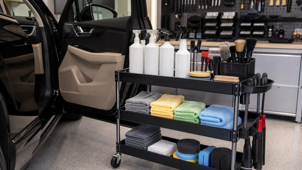 interior detailing kits shopping setup for garage detailing setups with practical vehicle-focused details