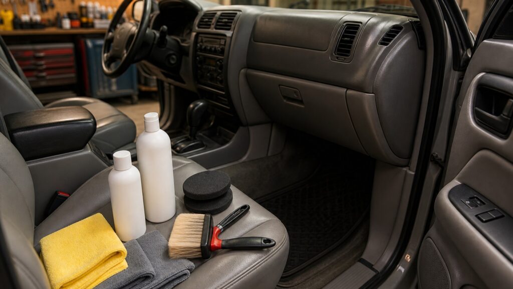 interior protectants shopping setup for interior restoration projects with practical vehicle-focused details