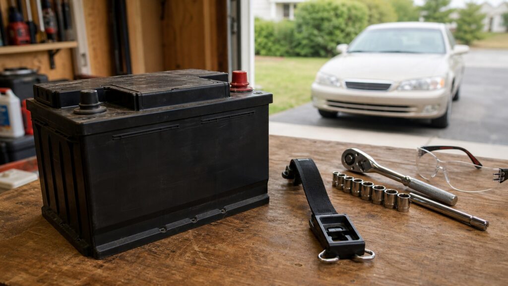 lead acid car batteries shopping setup for home garage repair projects with practical vehicle-focused details