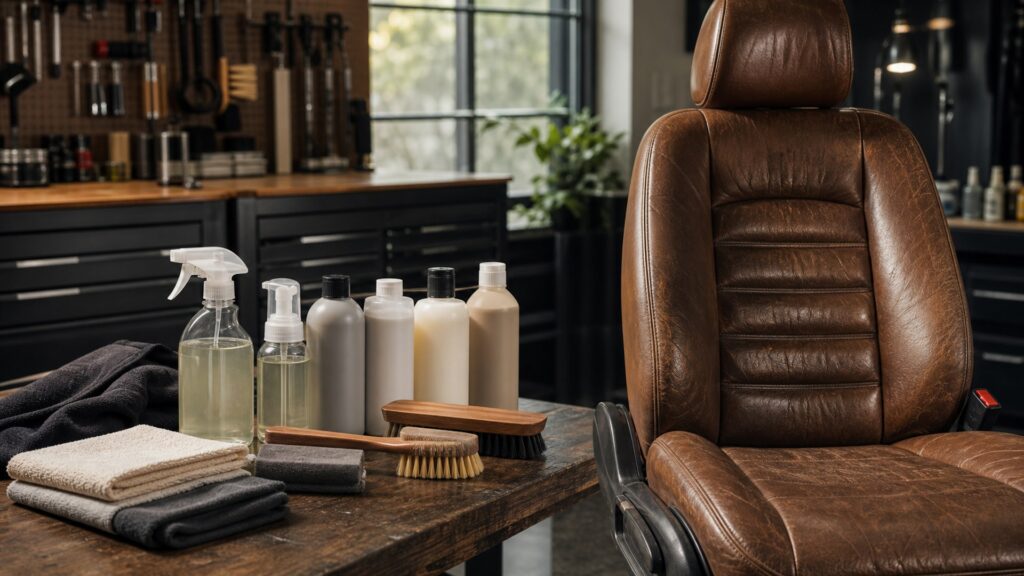 leather cleaners shopping setup for interior restoration projects with practical vehicle-focused details