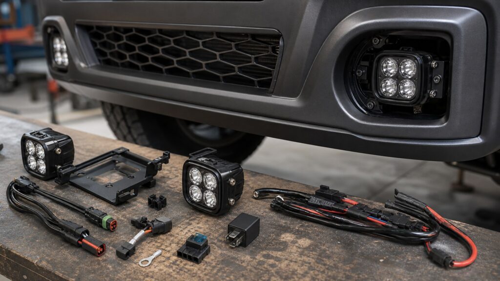 led fog lights shopping setup for wiring and mounting planning with practical vehicle-focused details