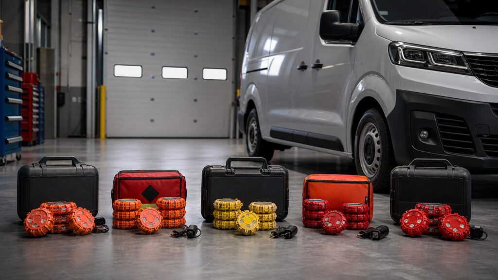 led road flares shopping setup for commercial vehicle readiness with practical vehicle-focused details