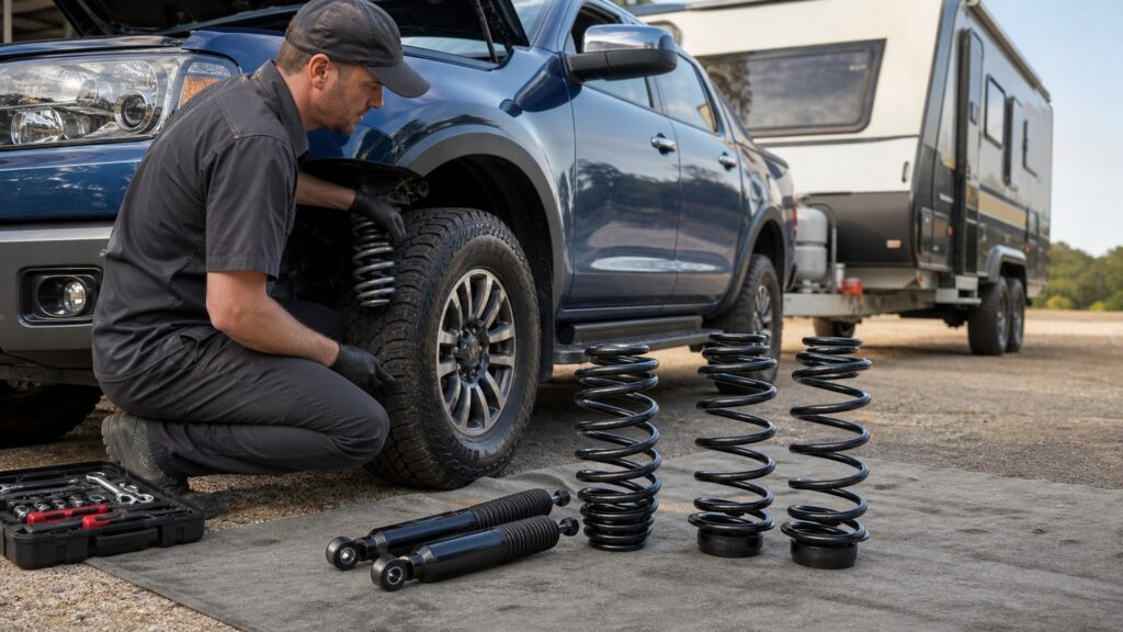 lowering springs shopping setup for towing and load performance with practical vehicle-focused details