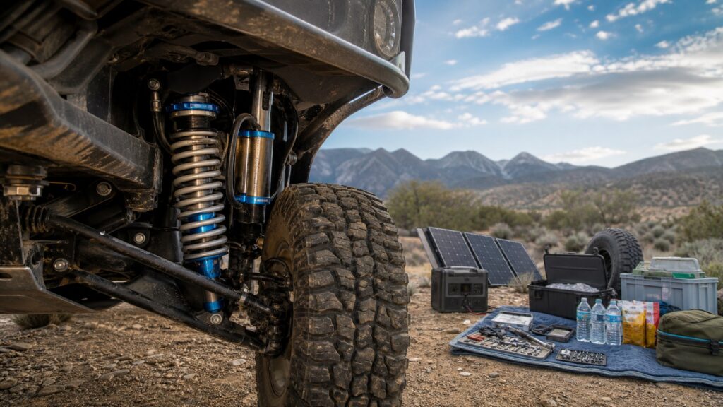off-road coilovers shopping setup for self-reliant travel prep with practical vehicle-focused details