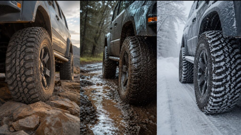 off-road tires shopping setup for seasonal driving conditions with practical vehicle-focused details