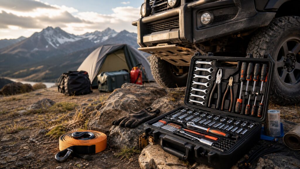off-road tool kits shopping setup for remote camping gear lists with practical vehicle-focused details