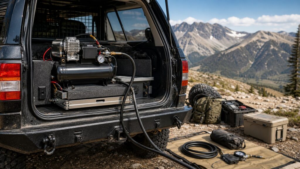 onboard air compressors shopping setup for remote camping gear lists with practical vehicle-focused details