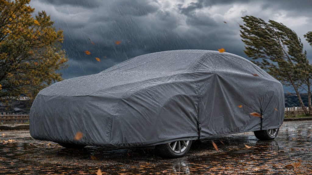 outdoor car covers shopping setup for weather and road protection with practical vehicle-focused details