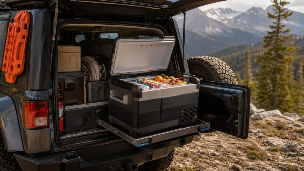 overlanding fridges shopping setup for vehicle weight and payload limits with practical vehicle-focused details