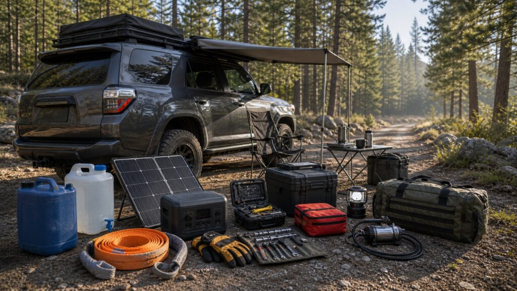 overlanding gear shopping setup for self-reliant travel prep with practical vehicle-focused details