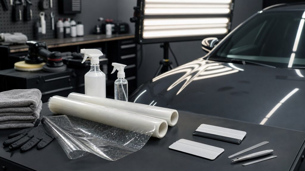 paint protection film kits shopping setup for exterior correction projects with practical vehicle-focused details